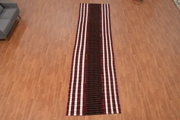 Elegant Striped Wool Kilim Runner Rug 4x16
