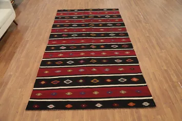Striped Wool Kilim Vegetable Dye Area Rug 6x10