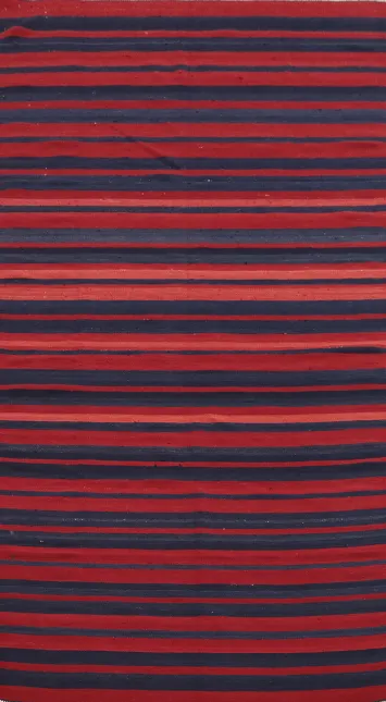 Vegetable Dye Kilim Striped Wool Area Rug 5x10