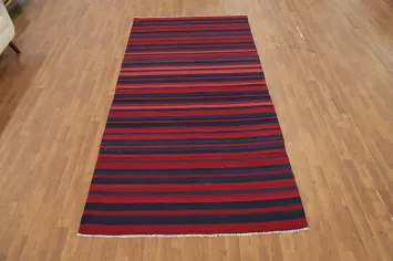 Vegetable Dye Kilim Striped Wool Area Rug 5x10