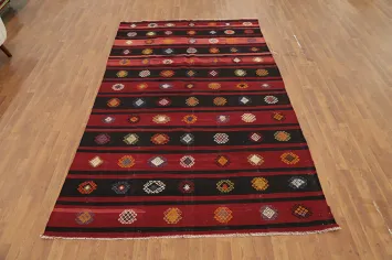 Vegetable Dye Kilim Geometric Wool Area Rug 6x10