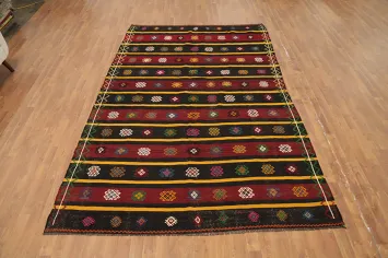 Vegetable Dye Kilim Geometric Area Rug 6x10
