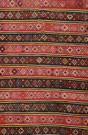 Striped Wool Kilim Vegetable Dye Area Rug 6x9