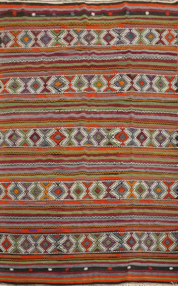 Vegetable Dye Kilim Geometric Area Rug 6x8
