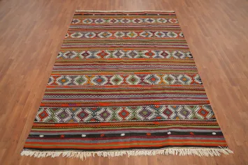 Vegetable Dye Kilim Geometric Area Rug 6x8