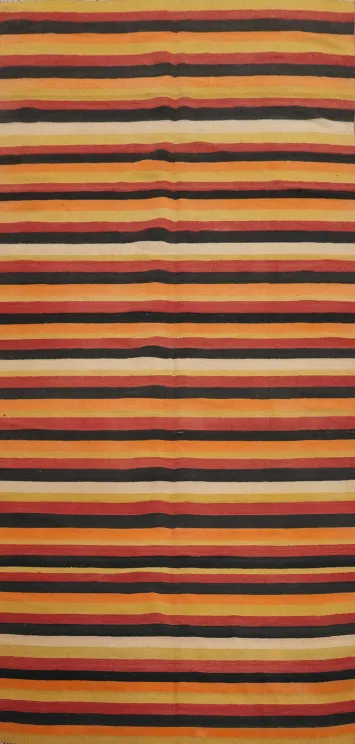 Vegetable Dye Kilim Striped Wool Area Rug 5x11
