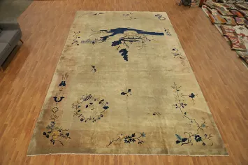 Antique Vegetable Dye Art Deco Chinese Large Rug 12x19