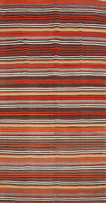 Striped Kilim Vegetable Dye Area Rug 5x10
