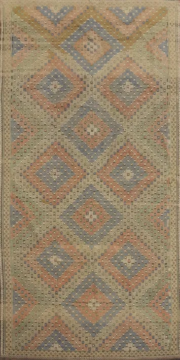 Vegetable Dye Kilim Geometric Area Rug 5x11