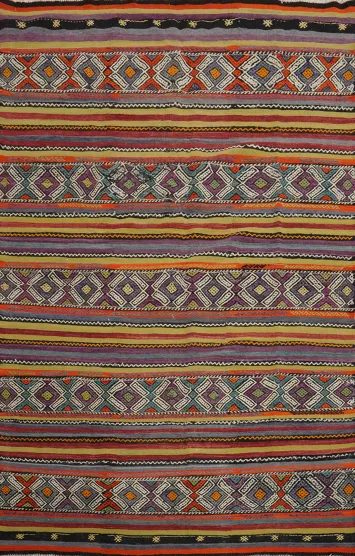 Striped Kilim Vegetable Dye Area Rug 6x9