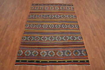 Striped Kilim Vegetable Dye Area Rug 6x9