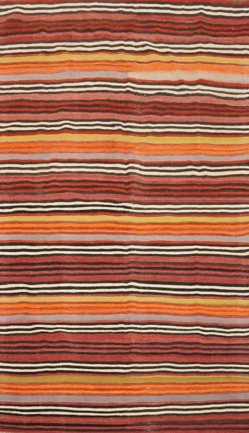 Striped Wool Kilim Vegetable Dye Area Rug 5x9