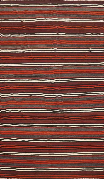 Handcrafted Wool Kilim Area Rug 5x8 with Bold and Soft Lines