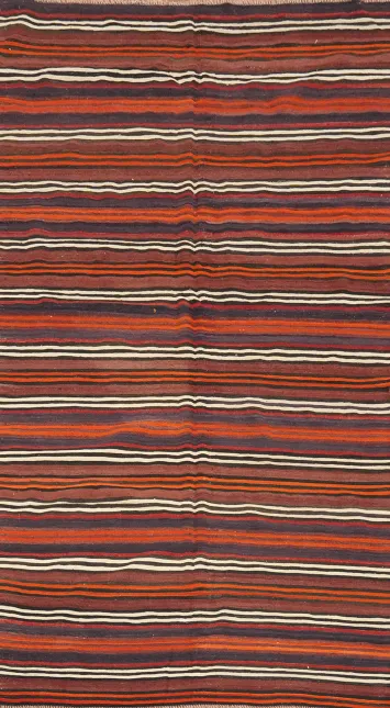 Vibrant Striped Kilim Area Rug 5x9 with Warm and Inviting Colors