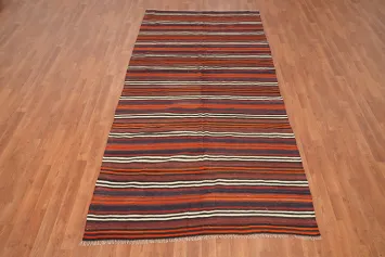 Vibrant Striped Kilim Area Rug 5x9 with Warm and Inviting Colors