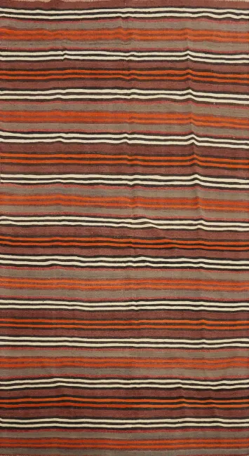 Vegetable Dye Kilim Striped Area Rug 5x10
