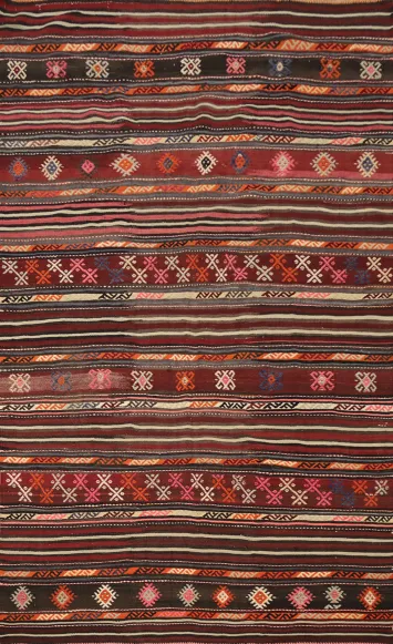 Vegetable Dye Kilim Geometric Area Rug 6x10