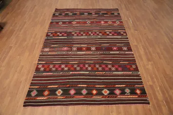 Vegetable Dye Kilim Geometric Area Rug 6x10