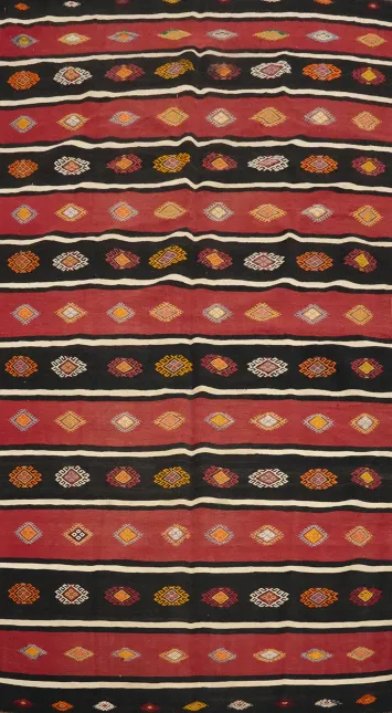 Vegetable Dye Kilim Geometric Area Rug 6x10