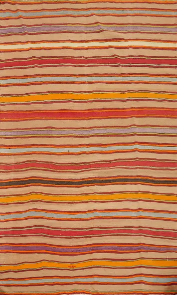 Vegetable Dye Kilim Striped Area Rug 6x8
