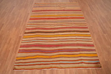 Vegetable Dye Kilim Striped Area Rug 6x8