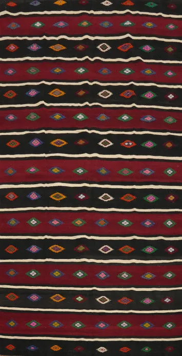 Vegetable Dye Kilim Geometric Area Rug 6x11