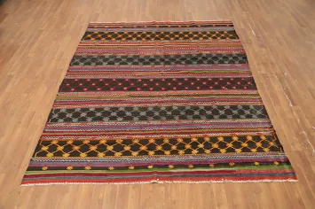 Vegetable Dye Kilim Geometric Wool Area Rug 6x8