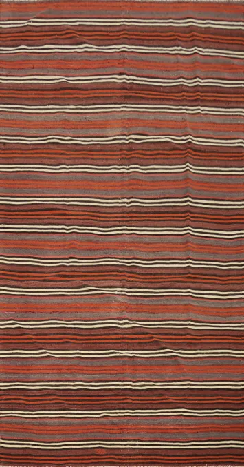 Vegetable Dye Kilim Striped Wool Area Rug 5x10