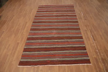 Vegetable Dye Kilim Striped Wool Area Rug 5x10