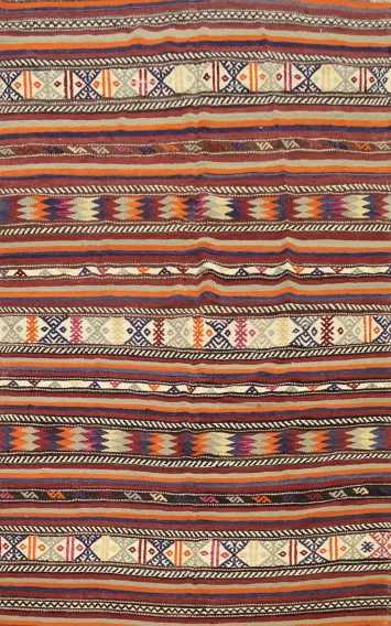 Vegetable Dye Kilim Turkish Area Rug 6x9