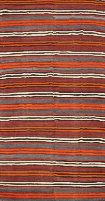 Vegetable Dye Kilim Striped Wool Area Rug 5x9