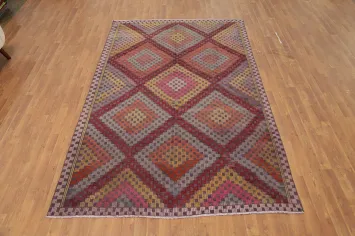 Vegetable Dye Kilim Turkish Area Rug 6x9