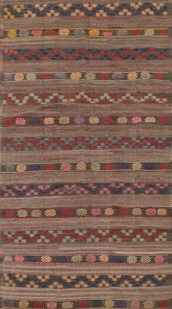 Vegetable Dye Kilim Geometric Area Rug 7x11