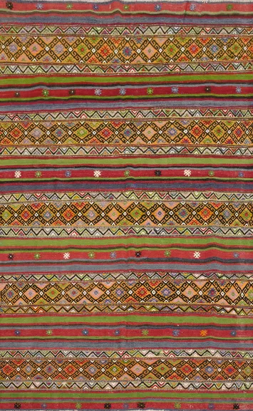Vegetable Dye Kilim Geometric Wool Area Rug 5x8