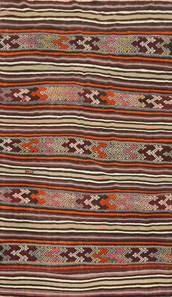 Ethnic Stripes and Bold Hues Kilim Rug 5x7