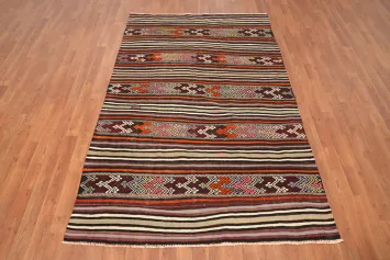 Ethnic Stripes and Bold Hues Kilim Rug 5x7