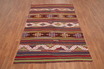 Vegetable Dye Kilim Geometric Wool Rug 5x7