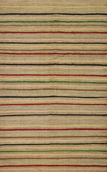 Striped Kilim Area Rug 7x10 with Rustic Charm and Earthy Elegance
