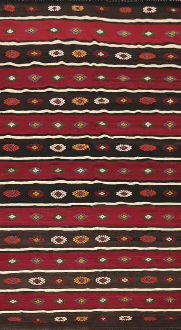 Exquisite Handcrafted Kilim Area Rug 6x10 with Geometric Patterns