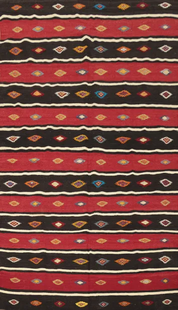 Vegetable Dye Kilim Geometric Area Rug 6x9