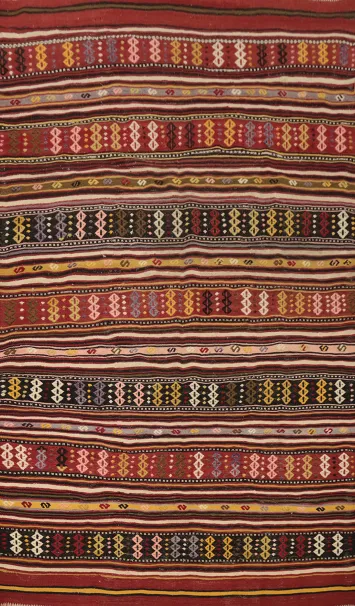 Vegetable Dye Kilim Geometric Area Rug 5x8