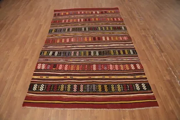 Vegetable Dye Kilim Geometric Area Rug 5x8