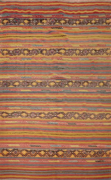 Vegetable Dye Kilim Striped Area Rug 6x8