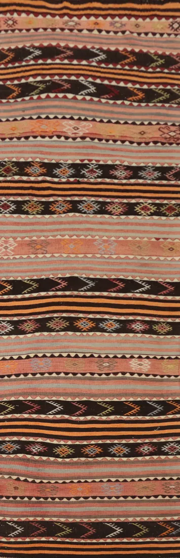 Vegetable Dye Kilim Tribal Wool Runner Rug 3x13