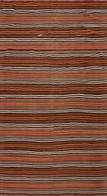 Sophisticated Stripes: Versatile Kilim Area Rug 5x10