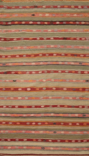 Handwoven Kilim Area Rug 5x8 Featuring Warm Earthy Stripes