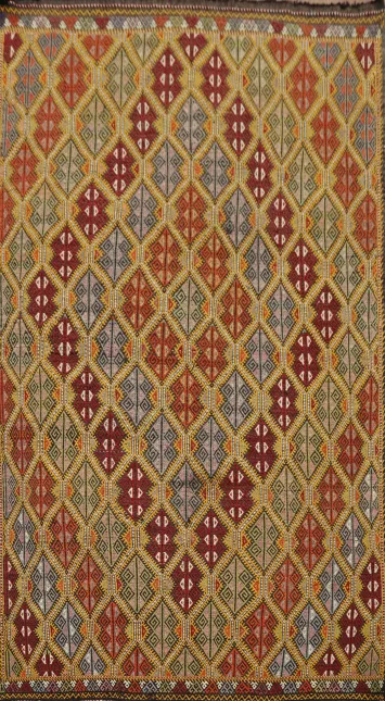 Vegetable Dye Kilim Geometric Wool Area Rug 5x9