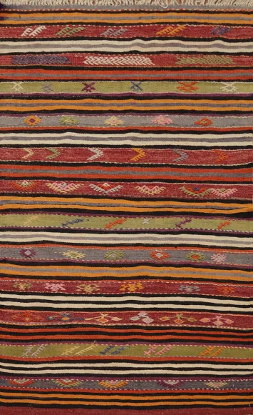 Handcrafted Kilim Rug 3x5 Highlighting Ethnic Geometric Designs