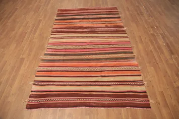 Warm Striped Kilim Rug 4x7 for Cozy Living Room Decor