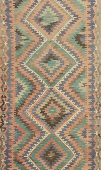 Vegetable Dye Kilim Geometric Area Rug 6x9